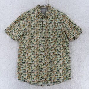 Projek Raw Shirt Mens Medium Multicolor Cocktail Drink Print Button Front Casual